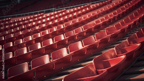 empty rows of plastic seats in football stadium