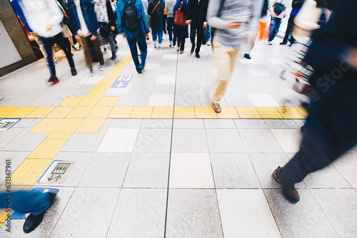 Blurred passenger people walking in Osaka railway station