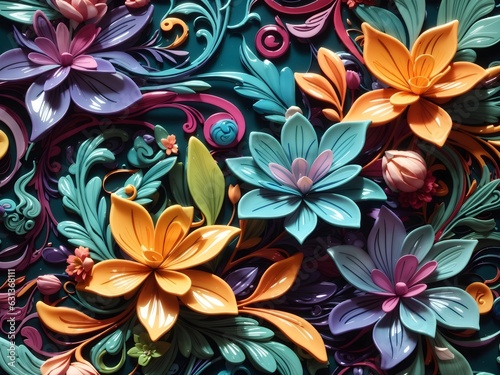 3d botanical floral pattern Luxurious abstract wallpaper background