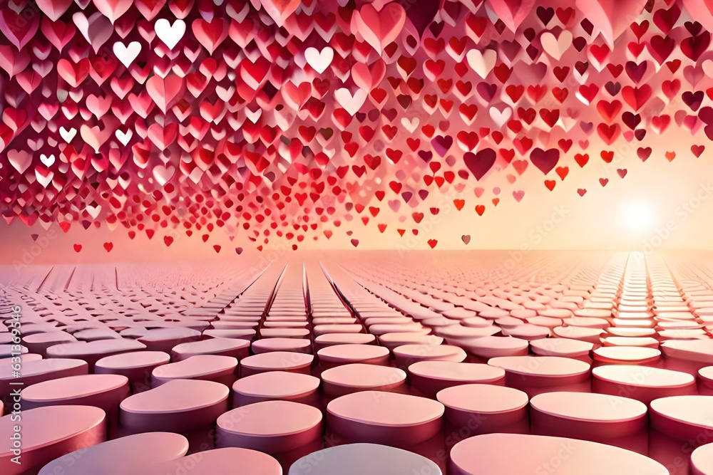 Fototapeta premium red hearts with red background