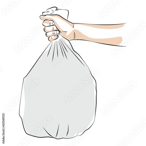 Hand sketch holding trash