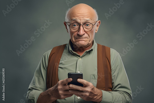 Senior elderly man using phone