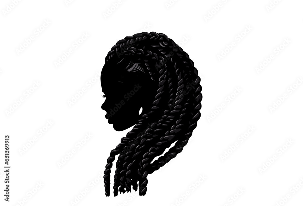 Vetor do Stock: Braids Hair Silhouettes Vector, Girl's hairstyles ...
