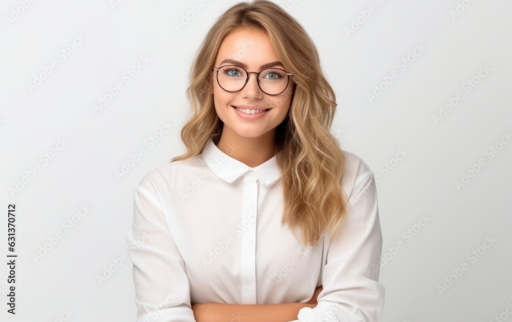 Young blonde student woman