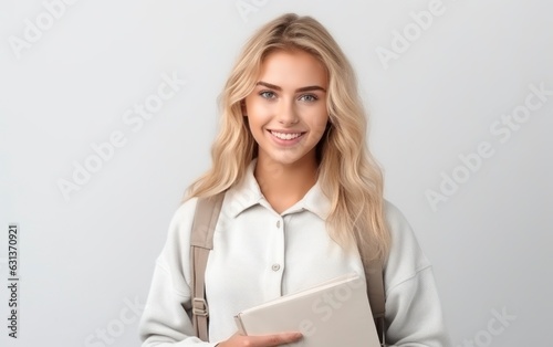 Young blonde student woman