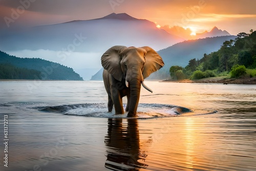 elephant in the water