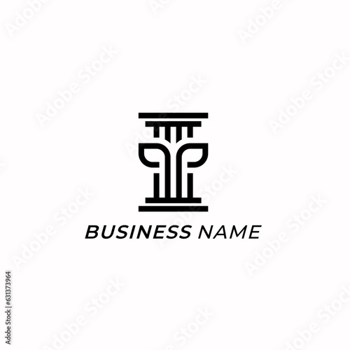 logo design plant leaf and pillar