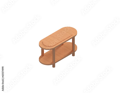 3d oval table design isolated in transparent background
