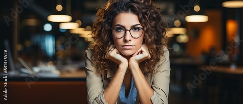 Thoughful woman looking at camera