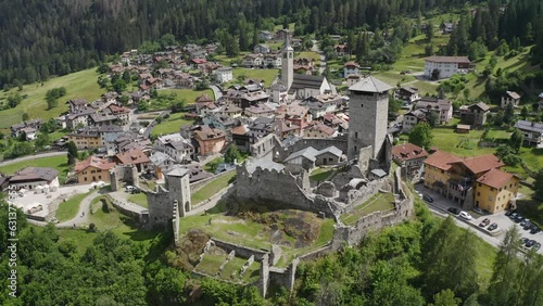 aerial view of the town of osanna in trentino photo