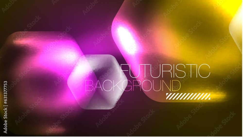 Technology Digital Neon Abstract Background, Abstract Hexagons, Digital Cyberspace, Modern Hi-tech, Science, Futuristic Techno Design Template