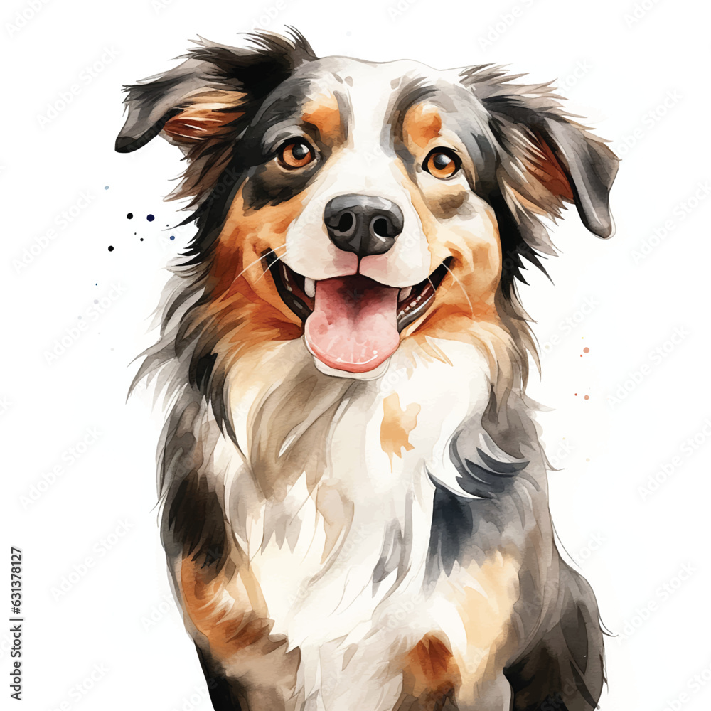 Charming Watercolor Puppy Illustration on a White Canvas