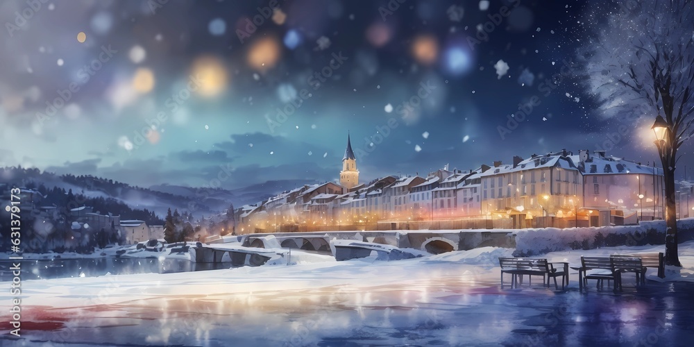 French Winter Elegance: Christmas Card of Snowy Southern France