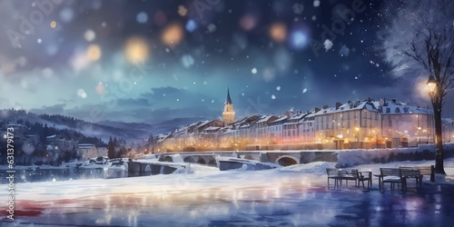 French Winter Elegance: Christmas Card of Snowy Southern France