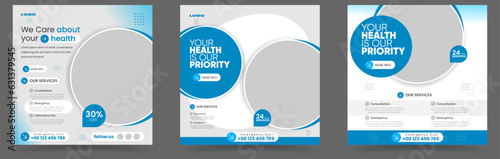 Healthcare social media post for hospital clinic promotion web banner