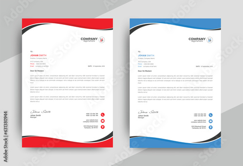 Minimalist, simple & clean corporate company business letterhead template design with color variation bundle