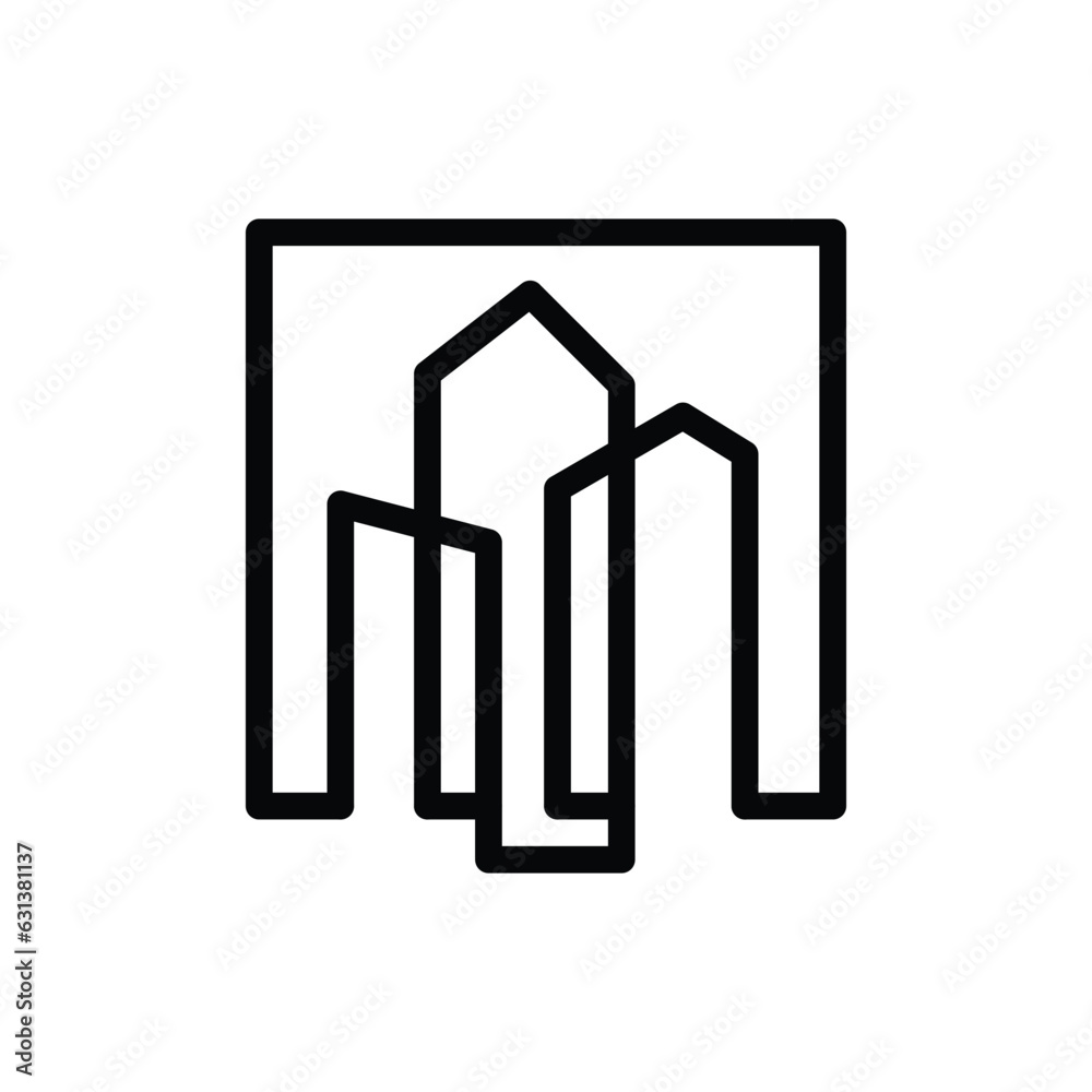 Building icon line template isolated illustration Building icon line template isolated illustration