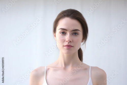 a portrait of young caucasian lady skin care beauty