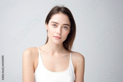 a portrait of young caucasian lady skin care beauty