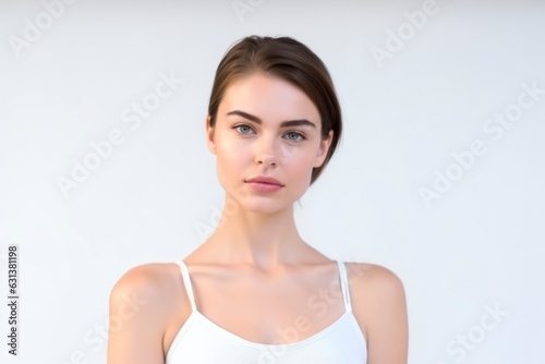 a portrait of young caucasian lady skin care beauty