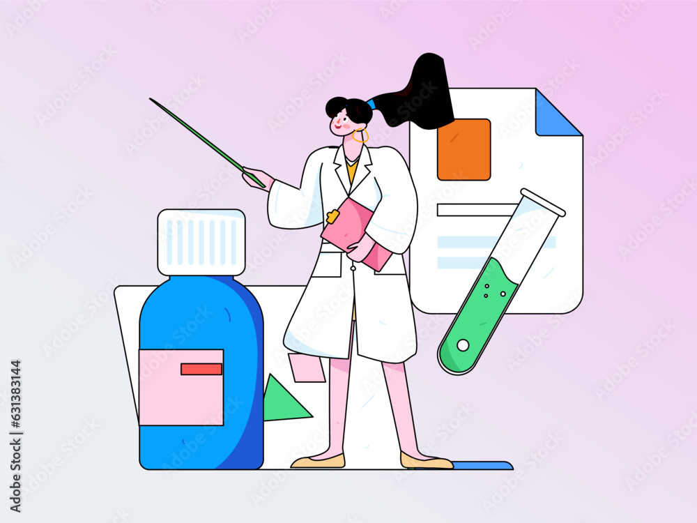 Fototapeta premium Medical Characters Anti-epidemic Flat Vector Concept Operation Hand Drawn Illustration 