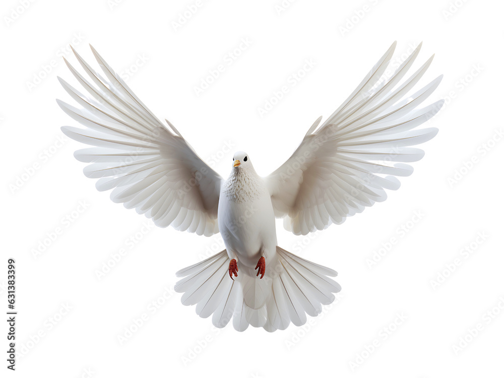 Beautiful white dove flying, freedom concept isolated on white background Beautiful white dove flying, freedom concept isolated on white background