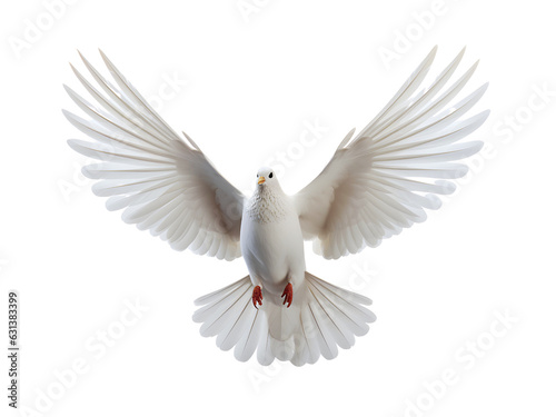 Fototapete Beautiful white dove flying, freedom concept isolated on white background