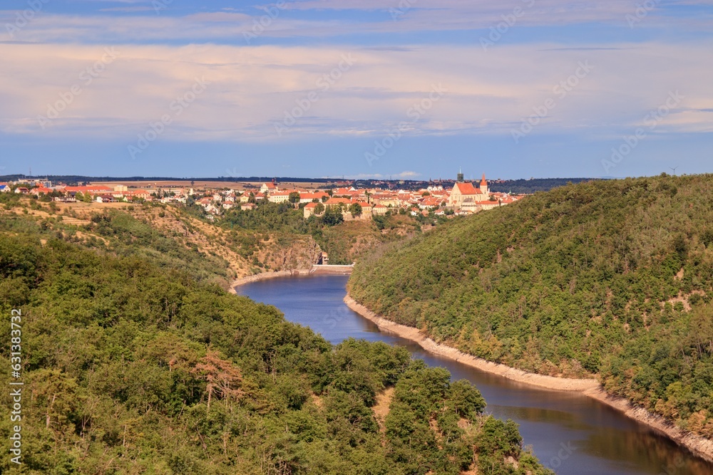 A stunning view to the river Dyje and historical city Znojmo, Czech republic
