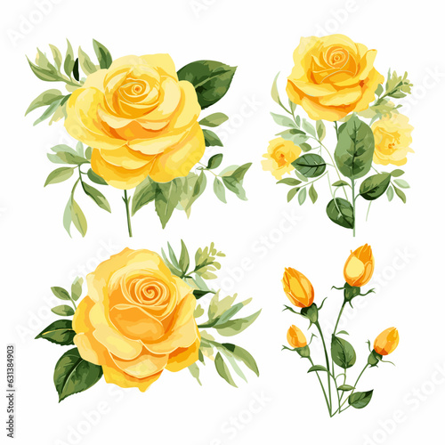 set of yellow roses