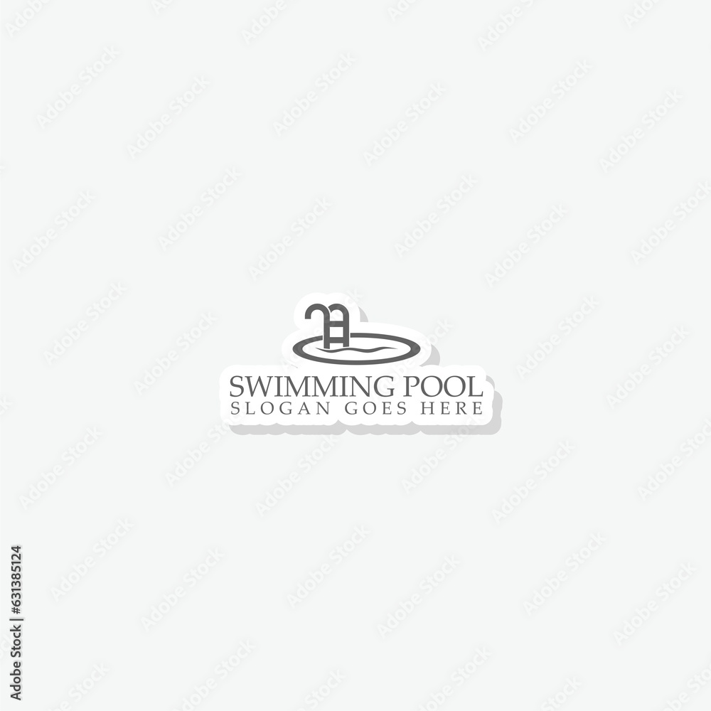  Swimming pool template logo sticker icon