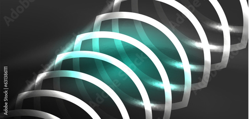 Wallpaper Mural Neon lines and waves abstract background. Techno glowing neon shapes vector illustration for wallpaper, banner, background, landing page, wall art, invitation, prints, posters Torontodigital.ca