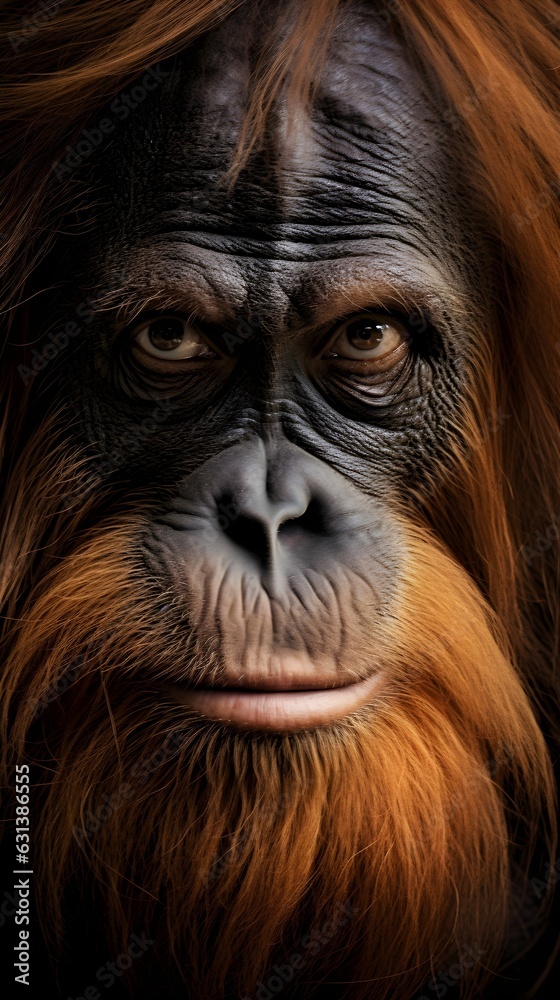 Soulful Gaze: A Captivating Photo of an Orangutan's Expressive Face