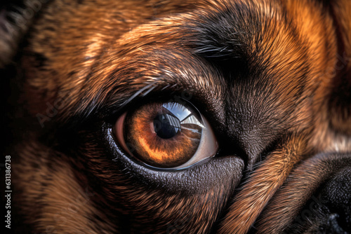 Close up of Bulldog dog eye. 
