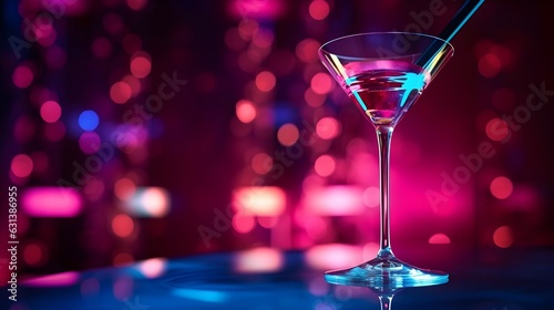 Sipping Sophistication: Image of a Cocktail on the Bar of a Cool Modern Nightclub