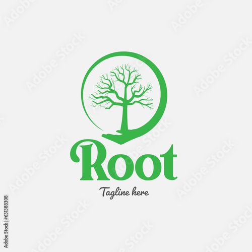 Root logo design premium vector