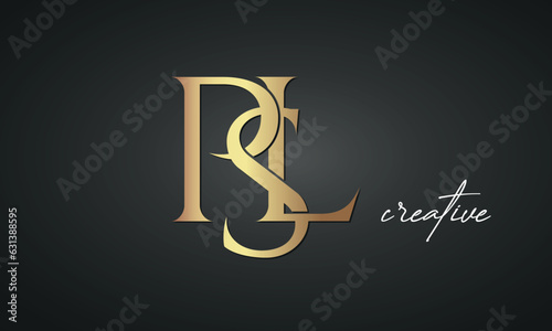 luxury letters PSL golden logo icon premium monogram, creative royal logo design	