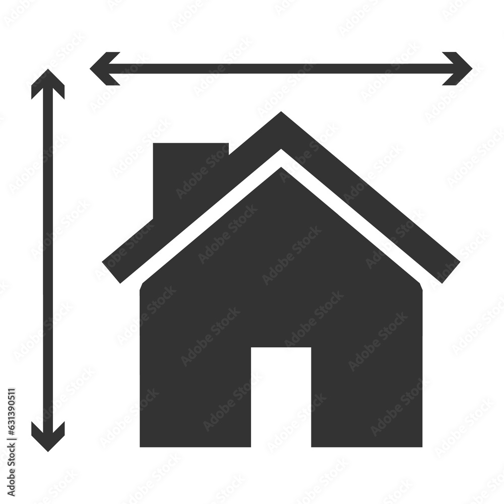 Vector illustration of house size icon in dark color and transparent background().