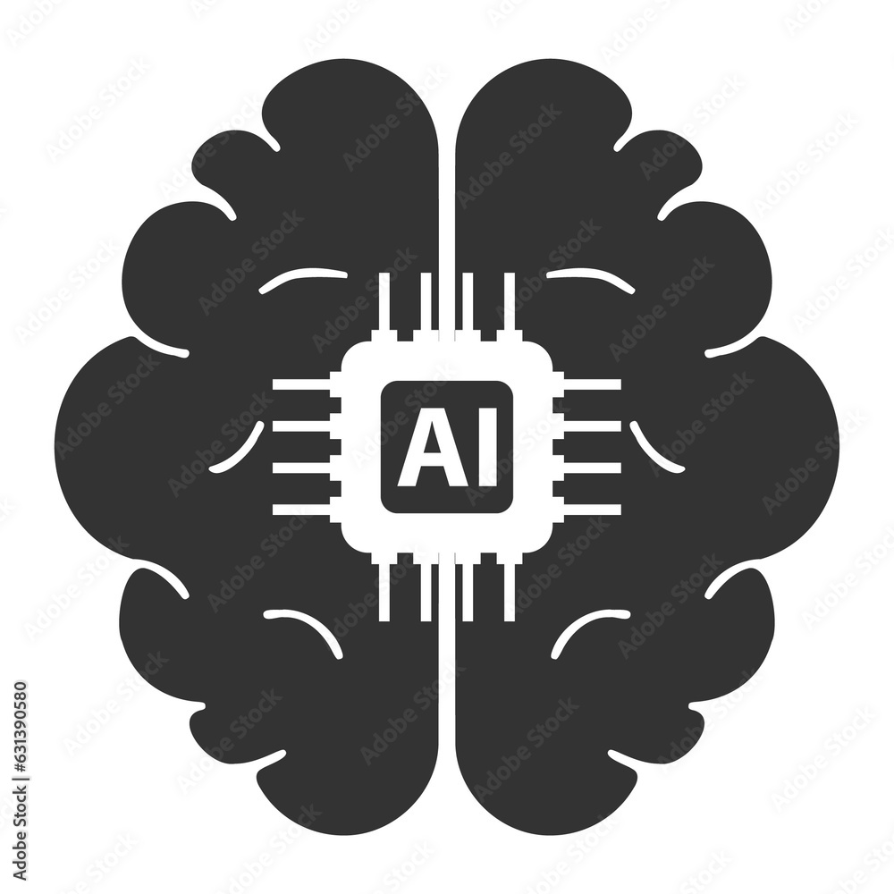 Vector illustration of brain ai icon in dark color and transparent background(png). Vector illustration of brain ai icon in dark color and transparent background(png).