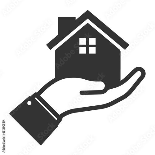 Vector illustration of take care of the house icon in dark color and transparent background(png).