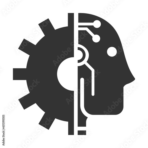 Vector illustration of ai robot icon in dark color and transparent background(png).