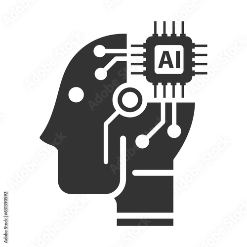 Vector illustration of ai robot icon in dark color and transparent background(png).