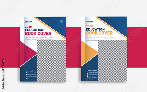 Annual report School book cover design template in a4 with vector
