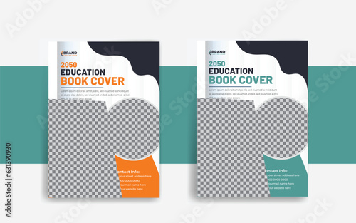Annual report School book cover design template in a4 with vector
