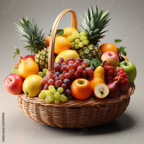 A bountiful fruit basket full of fresh fruit  Created with generative AI