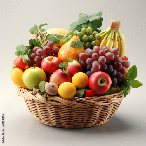 A bountiful fruit basket full of fresh fruit  Created with generative AI