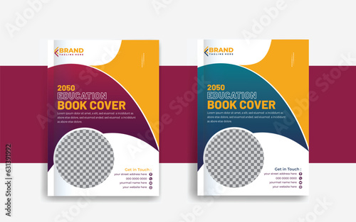 Annual report School book cover design template in a4 with vector
