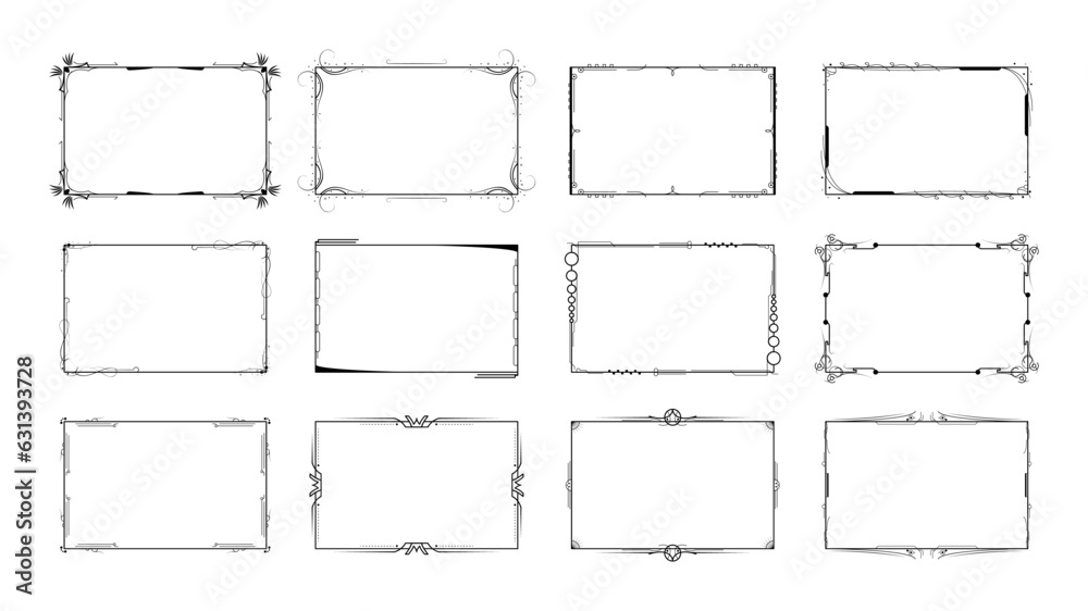 Set Abstract Black Collection Simple Line Rectangular Frame Doodle Outline Element Vector Design Style Sketch Isolated Illustration For Wedding And Banner Set Abstract Black Collection Simple Line Rectangular Frame Doodle Outline Element Vector Design Style Sketch Isolated Illustration For Wedding And Banner