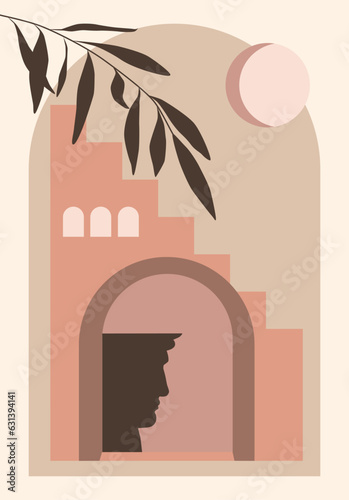 Abstract poster. Minimalistic boho print. Old Town style.