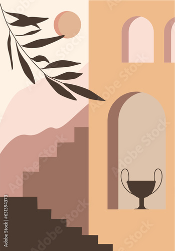 Abstract poster. Minimalistic boho print. Old Town style.