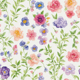 Floral background with pink, lilac and peach flowers illustration